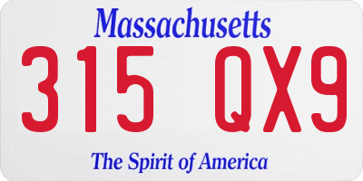 MA license plate 315QX9
