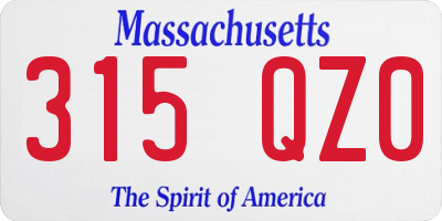 MA license plate 315QZ0