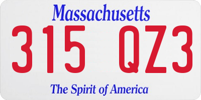 MA license plate 315QZ3