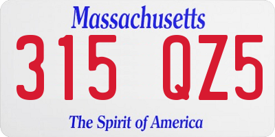 MA license plate 315QZ5