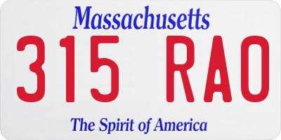 MA license plate 315RA0