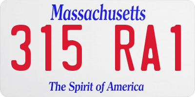 MA license plate 315RA1