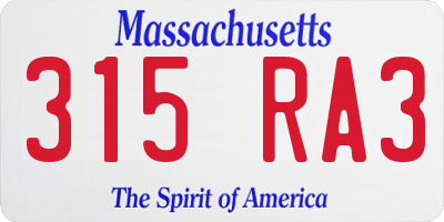 MA license plate 315RA3