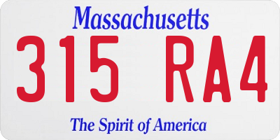 MA license plate 315RA4