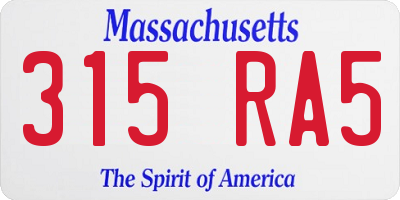 MA license plate 315RA5
