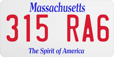 MA license plate 315RA6