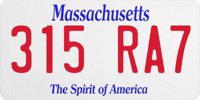 MA license plate 315RA7