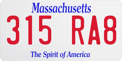 MA license plate 315RA8