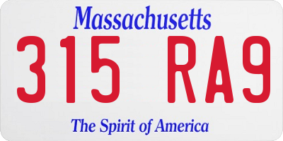 MA license plate 315RA9