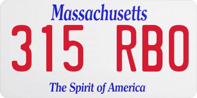 MA license plate 315RB0