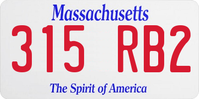 MA license plate 315RB2