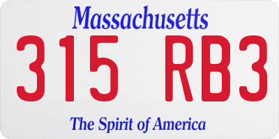 MA license plate 315RB3