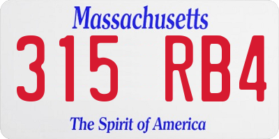 MA license plate 315RB4