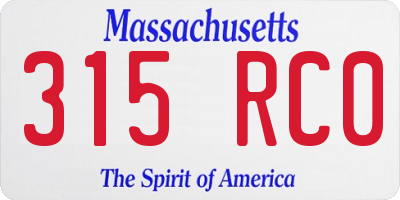 MA license plate 315RC0
