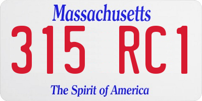 MA license plate 315RC1