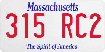 MA license plate 315RC2