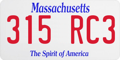 MA license plate 315RC3