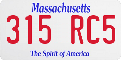 MA license plate 315RC5