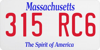 MA license plate 315RC6