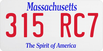 MA license plate 315RC7