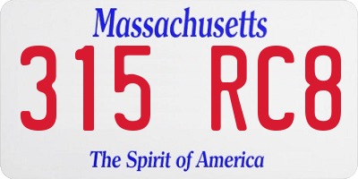 MA license plate 315RC8