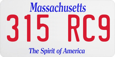 MA license plate 315RC9