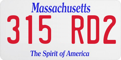 MA license plate 315RD2