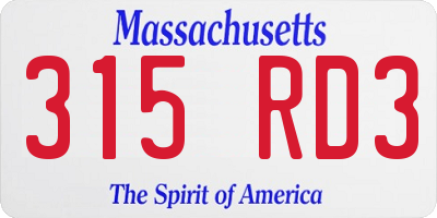 MA license plate 315RD3