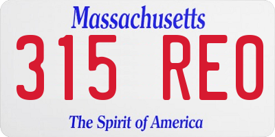 MA license plate 315RE0