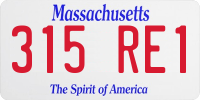 MA license plate 315RE1