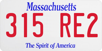 MA license plate 315RE2