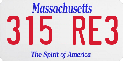 MA license plate 315RE3