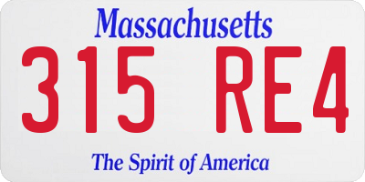MA license plate 315RE4
