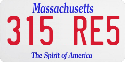 MA license plate 315RE5