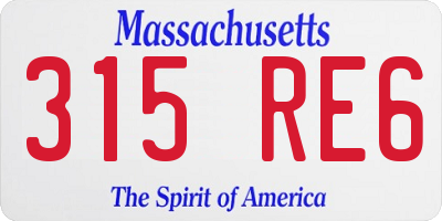 MA license plate 315RE6