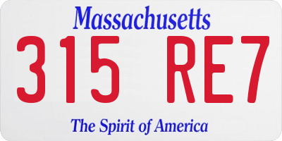 MA license plate 315RE7