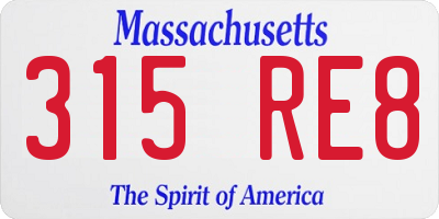 MA license plate 315RE8