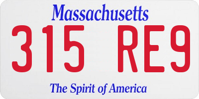 MA license plate 315RE9