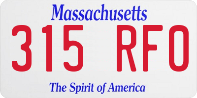 MA license plate 315RF0