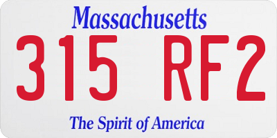 MA license plate 315RF2