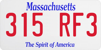 MA license plate 315RF3