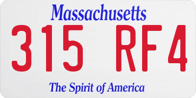 MA license plate 315RF4