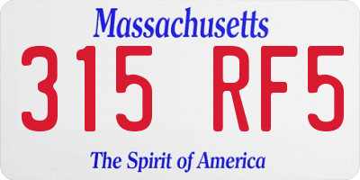 MA license plate 315RF5