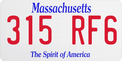 MA license plate 315RF6
