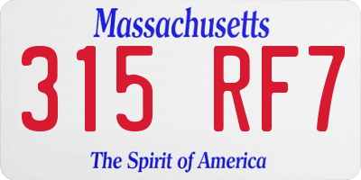 MA license plate 315RF7