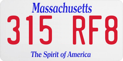 MA license plate 315RF8