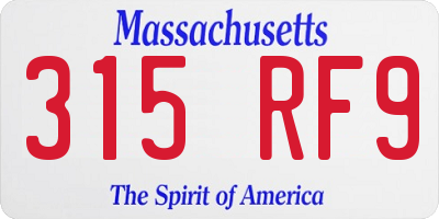 MA license plate 315RF9