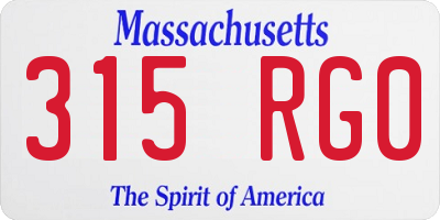 MA license plate 315RG0