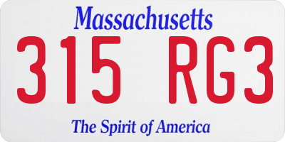 MA license plate 315RG3