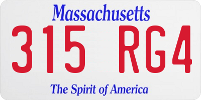 MA license plate 315RG4